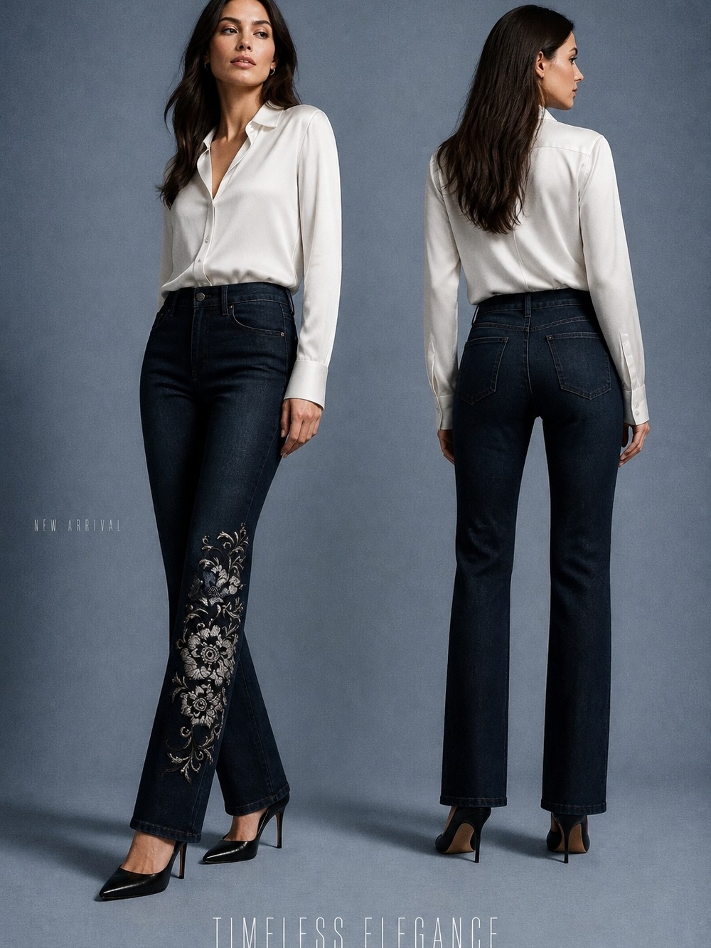 DG2 by Diane Gilman Dark Blue Straight-Leg Jeans- Size 16W- NWT-Embroidery